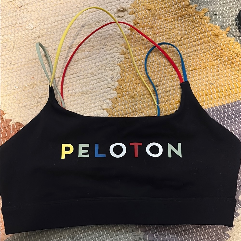 Peloton Black Sports Bra with Colorful Straps